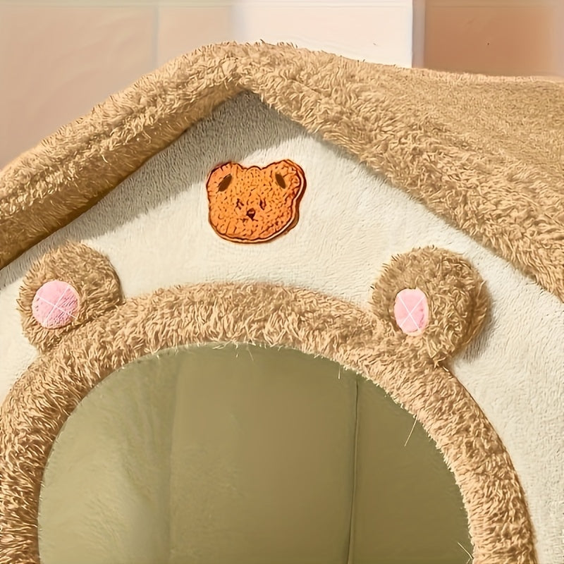 Maison Douillette en Forme de Cabane pour Chien et Chat – Lit pour Animaux Lavable, Chaud & Confortable Toutes Saisons