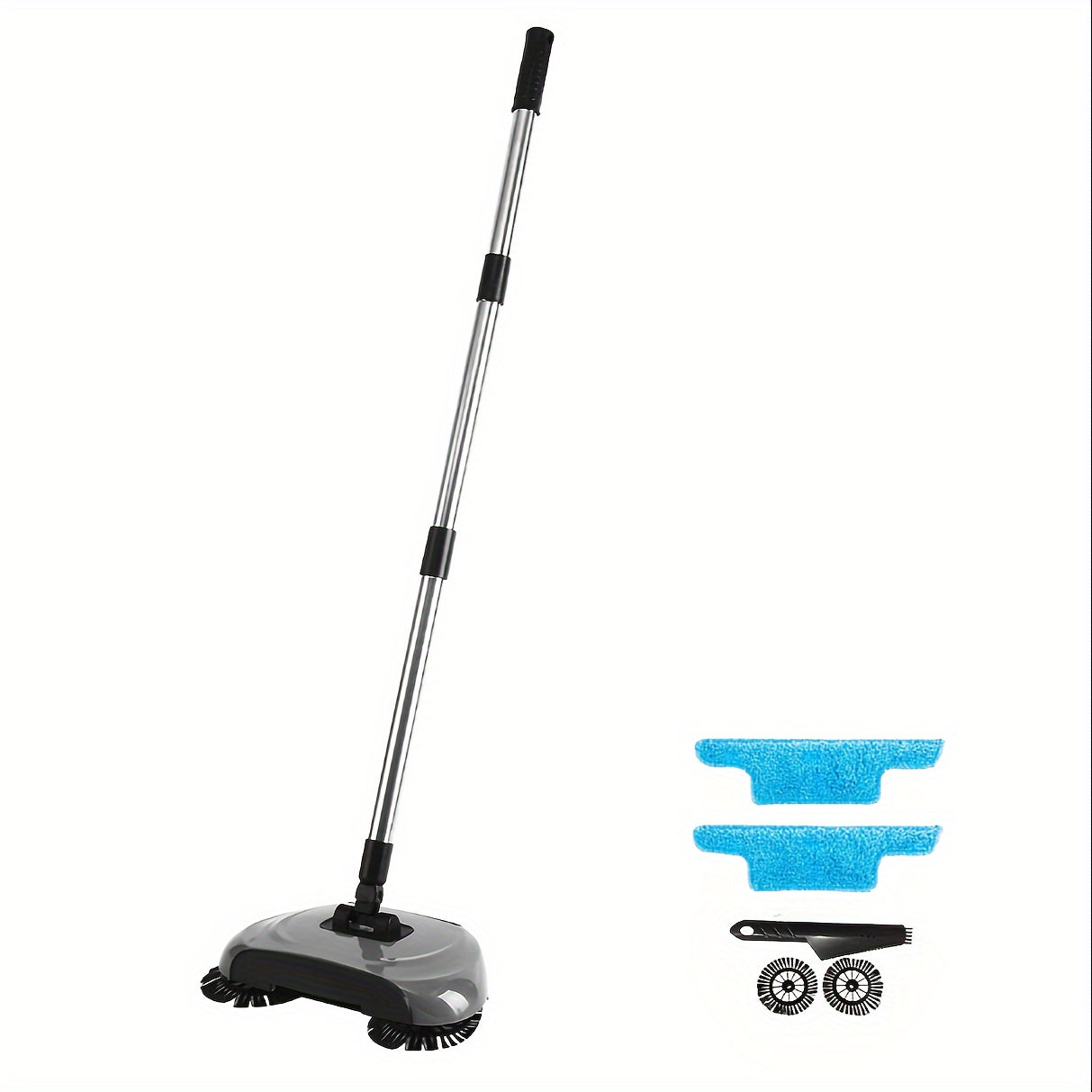 Balayeuse 3-en-1 Multifonction à Poussée Manuelle – Aspirateur, Balai et Serpillière pour Sols Secs & Humides