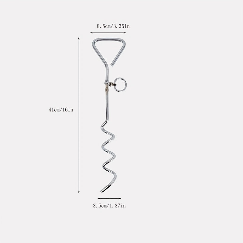 Piquet d’Ancrage en Acier Renforcé pour Chien – Fixation Sécurisée en Extérieur avec Design Tire-Bouchon