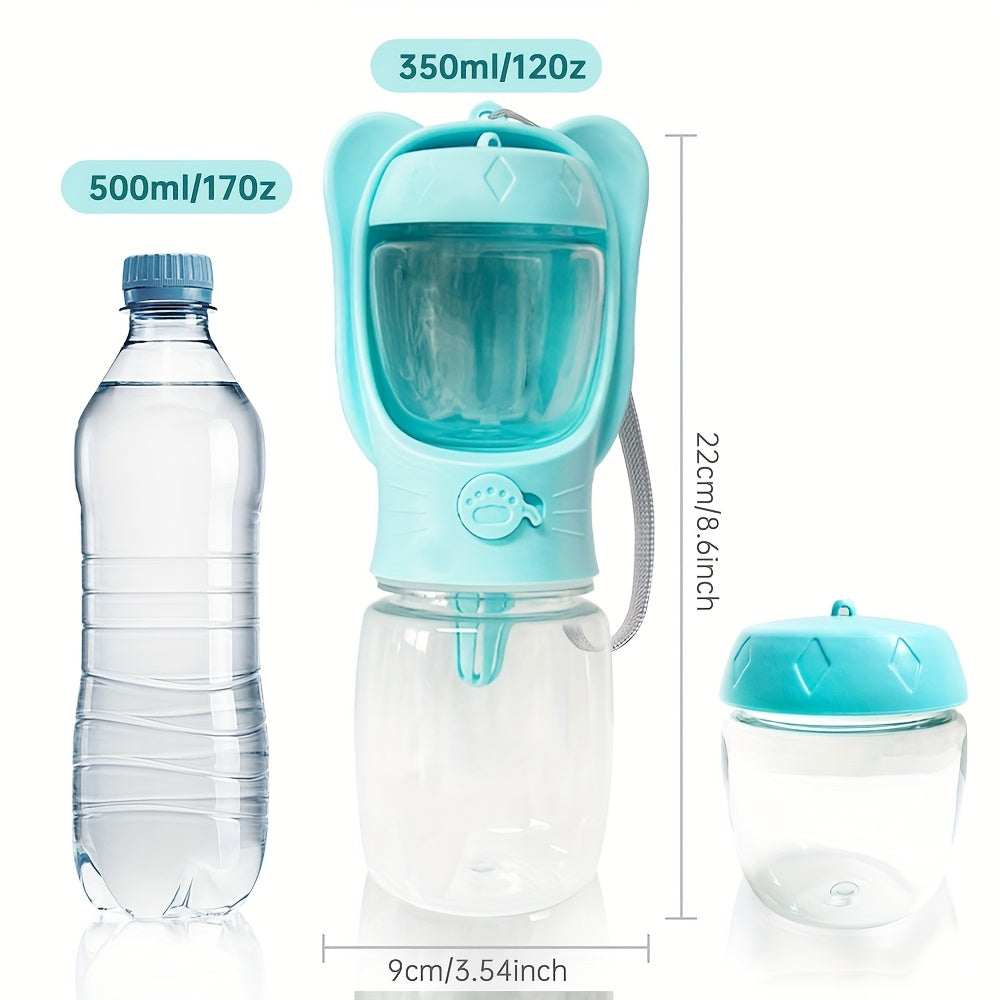 Gourde de Voyage 2-en-1 pour Chien et Chat – Distributeur d’Eau + Compartiment à Nourriture Intégré
