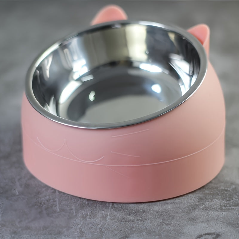 Set de Gamelles pour Chien et Chat – Bol en Acier Inoxydable et Support en Plastique – Design Cartoon Ludique – Sans Pile