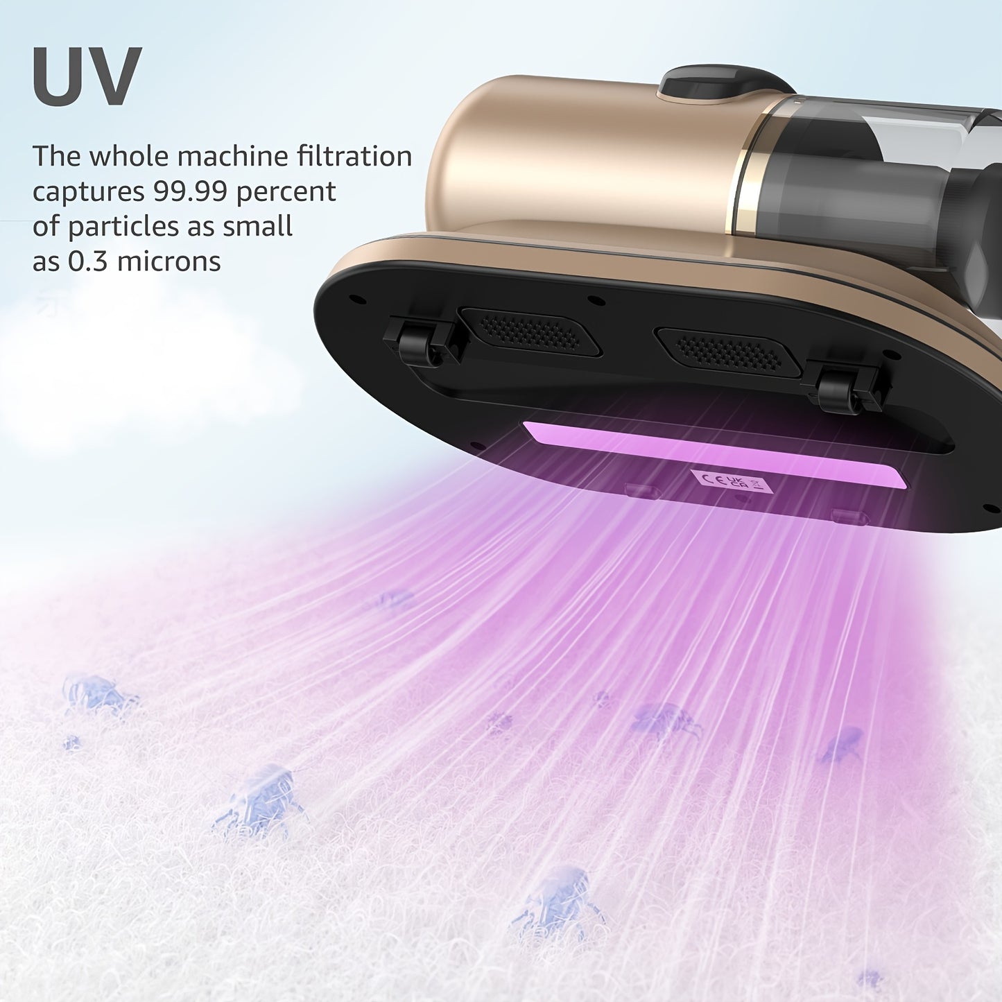 Aspirateur Anti-Acariens Compact – Stérilisation UV, Élimination Efficace des Poils d’Animaux, Poussière, Squames et Acariens – Idéal pour Matelas, Canapé, Tapis et Literie
