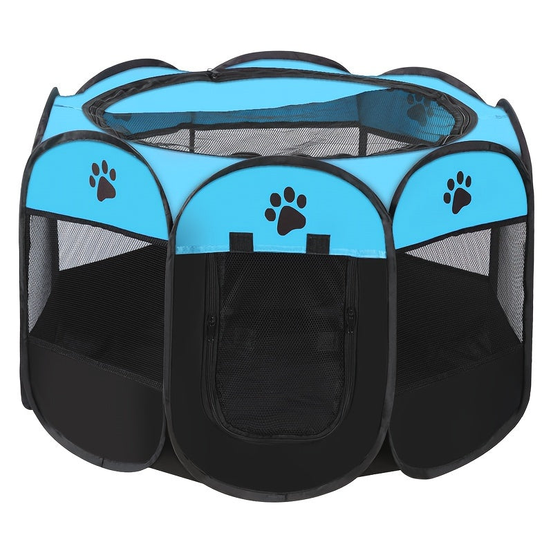 Parc pour Animaux Pliable et Portable – Tente pour Chiots avec Sac de Transport, Gamelle de Voyage Pliable, Toit Amovible Imperméable – Utilisation Intérieure et Extérieure
