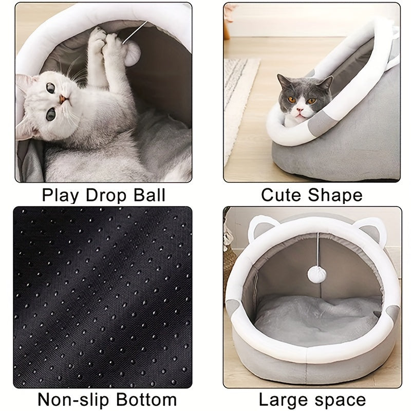 Nid Douillet pour Chat au Design Cartoon – Maison de Repos pour Chaton – Grotte Chaude et Confortable pour Animaux