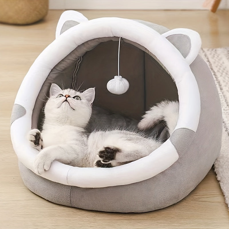 Nid Douillet pour Chat au Design Cartoon – Maison de Repos pour Chaton – Grotte Chaude et Confortable pour Animaux