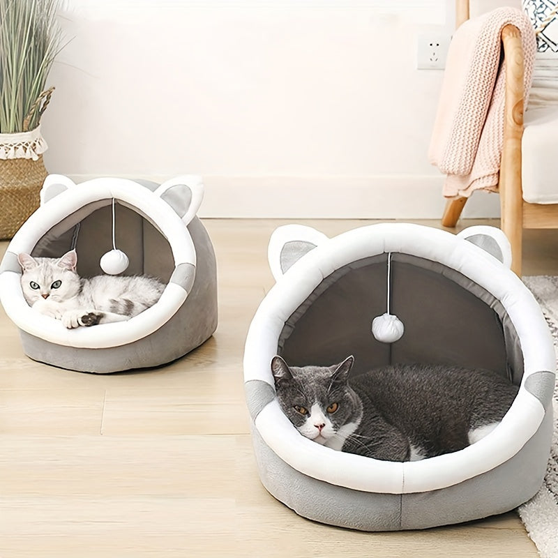 Nid Douillet pour Chat au Design Cartoon – Maison de Repos pour Chaton – Grotte Chaude et Confortable pour Animaux