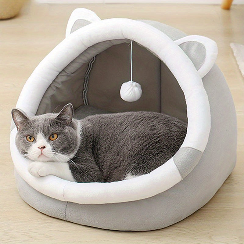 Nid Douillet pour Chat au Design Cartoon – Maison de Repos pour Chaton – Grotte Chaude et Confortable pour Animaux