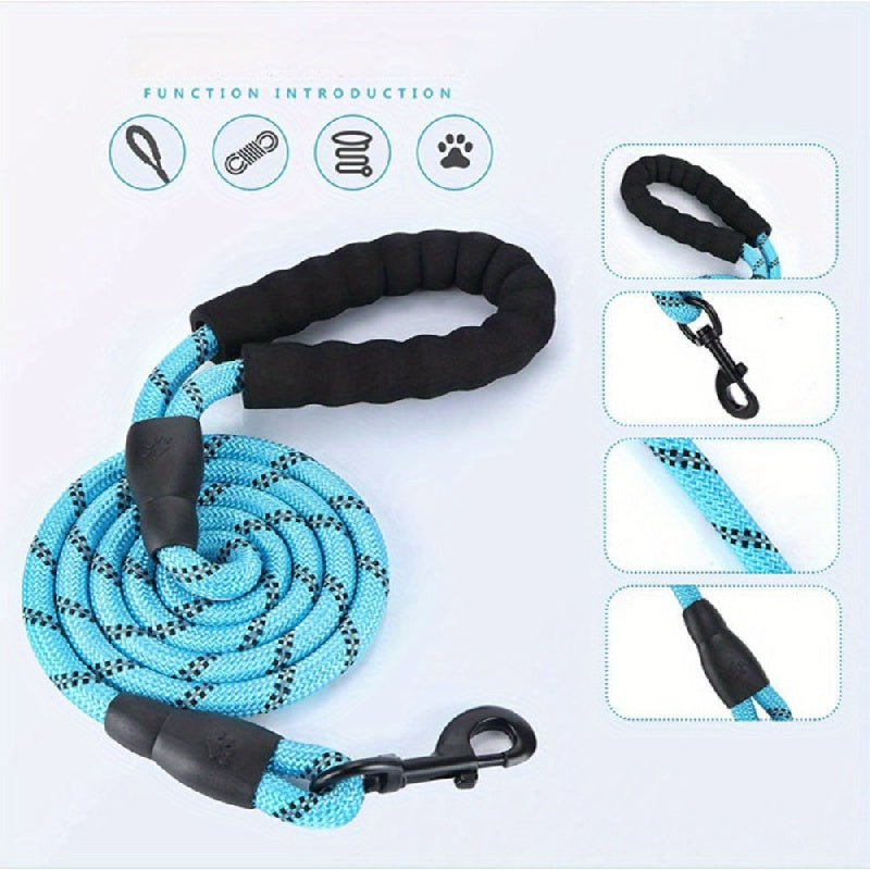 Laisse en Nylon Renforcée pour Chien – Corde Ronde Réfléchissante, Épaissie et Allongée – Laisse de Traction pour Chiens Moyens et Grands