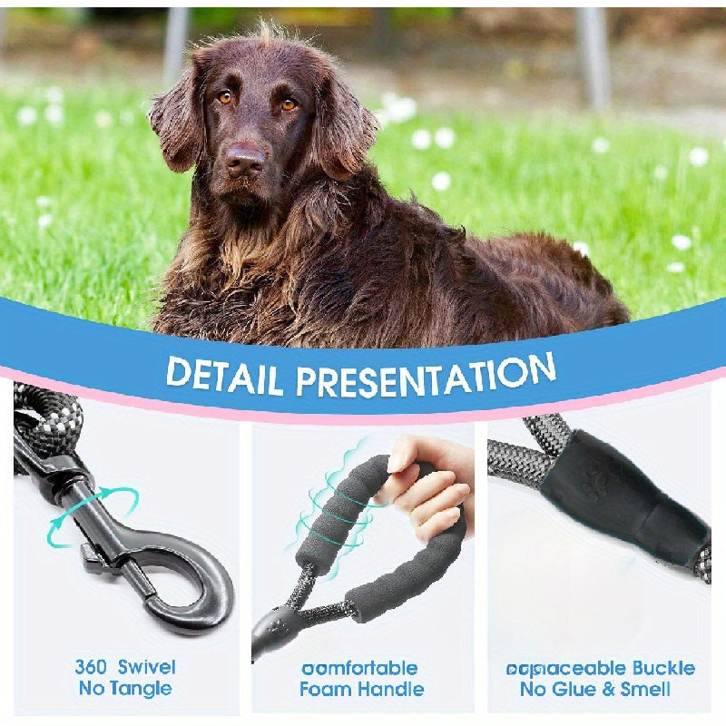 Laisse en Nylon Renforcée pour Chien – Corde Ronde Réfléchissante, Épaissie et Allongée – Laisse de Traction pour Chiens Moyens et Grands
