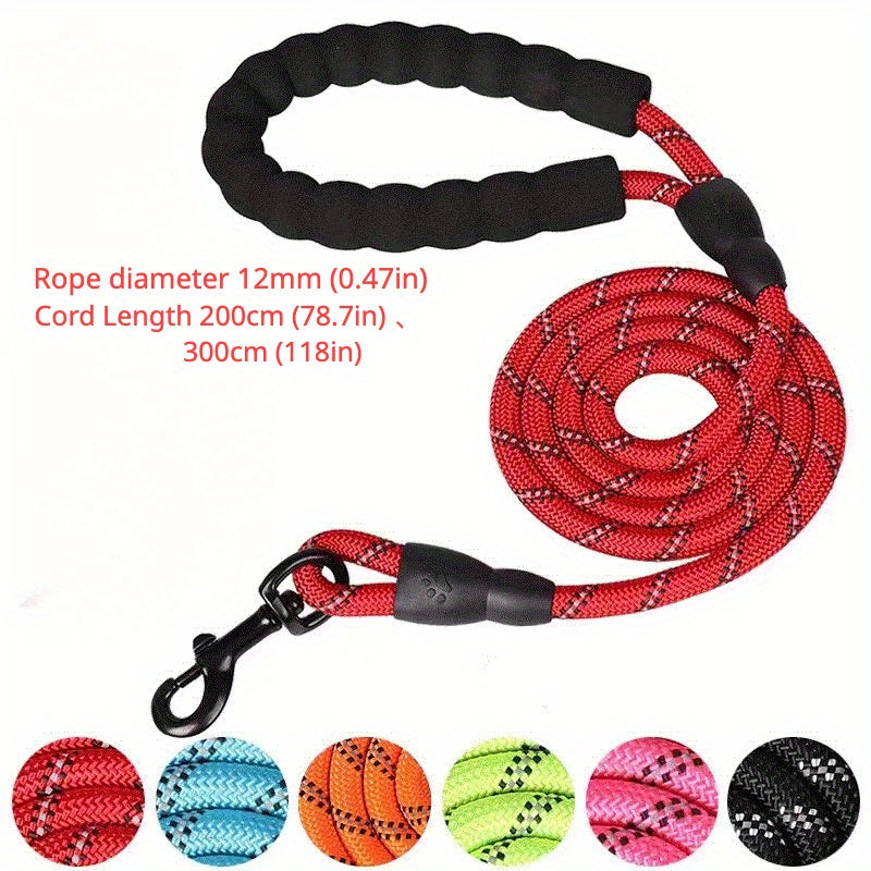 Laisse en Nylon Renforcée pour Chien – Corde Ronde Réfléchissante, Épaissie et Allongée – Laisse de Traction pour Chiens Moyens et Grands
