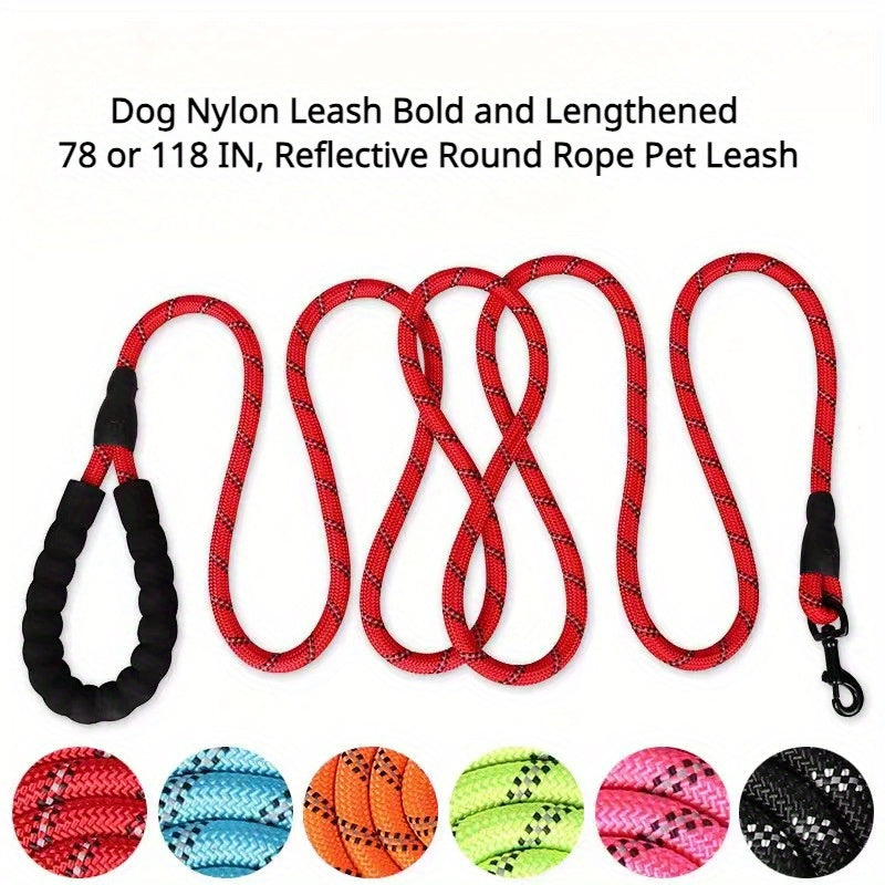 Laisse en Nylon Renforcée pour Chien – Corde Ronde Réfléchissante, Épaissie et Allongée – Laisse de Traction pour Chiens Moyens et Grands