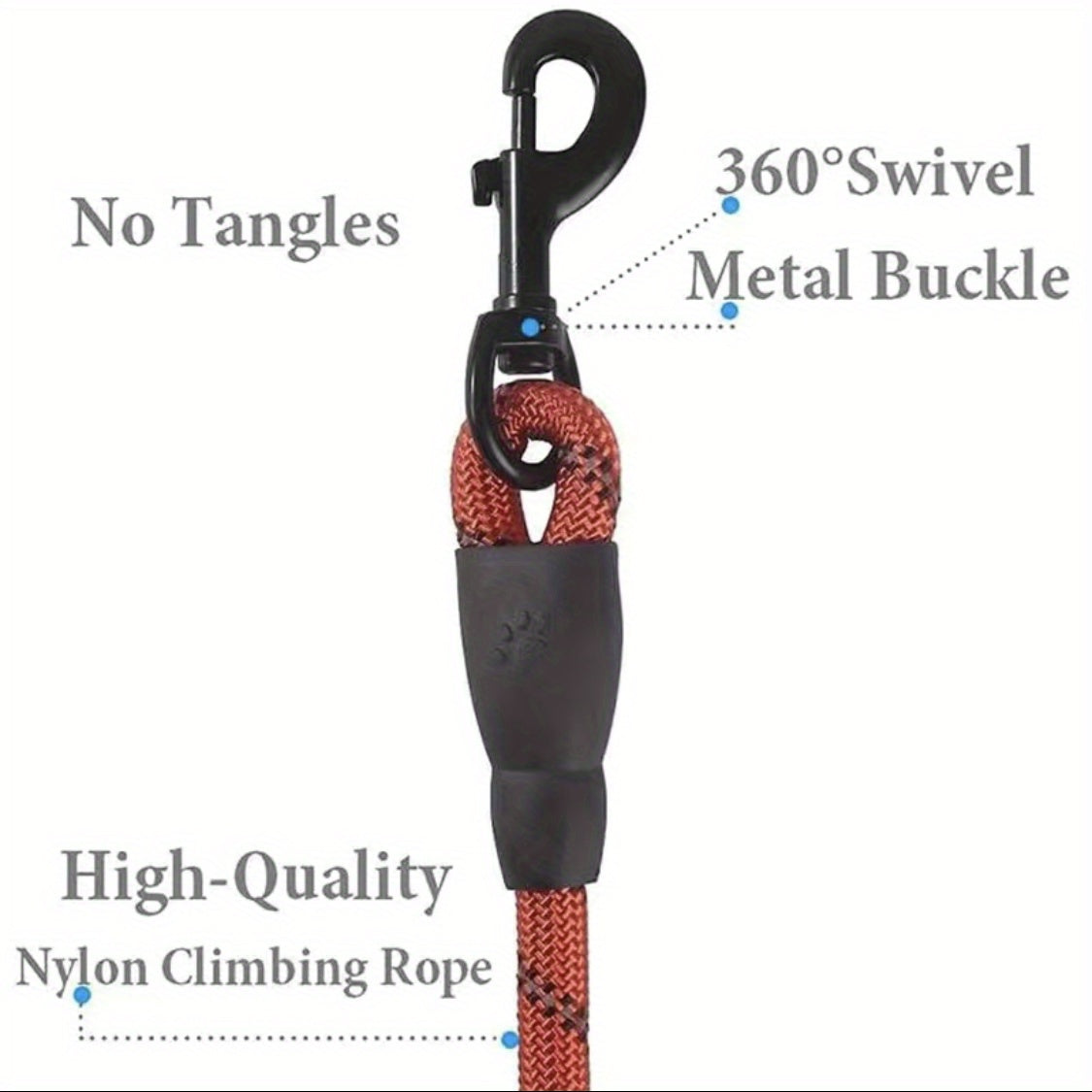 Laisse en Nylon Renforcée pour Chien – Corde Ronde Réfléchissante, Épaissie et Allongée – Laisse de Traction pour Chiens Moyens et Grands