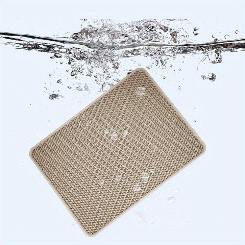 Tapis de Litière pour Chat – Double Couche Antiprojection – Tapis de Sol Antipoussière pour Capturer les Grains – Tapis de Nettoyage pour Animaux