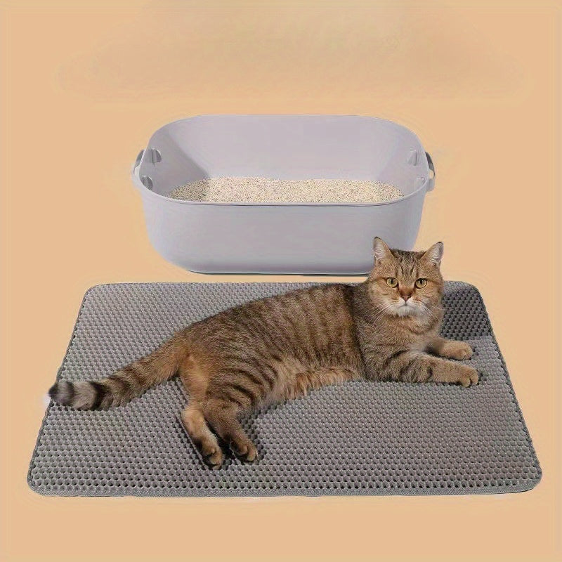 Tapis de Litière pour Chat – Double Couche Antiprojection – Tapis de Sol Antipoussière pour Capturer les Grains – Tapis de Nettoyage pour Animaux