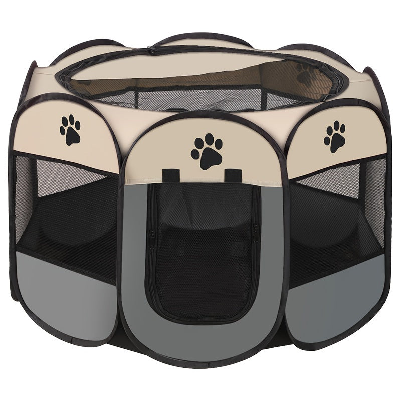 Parc pour Animaux Pliable et Portable – Tente pour Chiots avec Sac de Transport, Gamelle de Voyage Pliable, Toit Amovible Imperméable – Utilisation Intérieure et Extérieure
