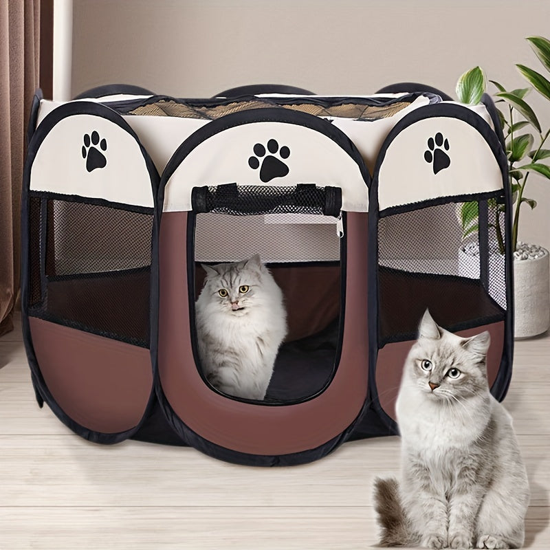 Parc pour Animaux Pliable et Portable – Tente pour Chiots avec Sac de Transport, Gamelle de Voyage Pliable, Toit Amovible Imperméable – Utilisation Intérieure et Extérieure