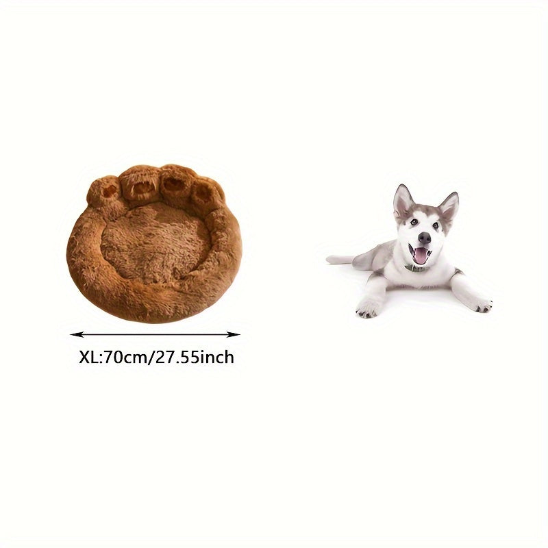 Lit pour Chien en Forme de Patte d’Ours – Nid Douillet en Peluche Longue, Coussin Ultra Moelleux pour le Sommeil et la Sieste des Chiens et Chats