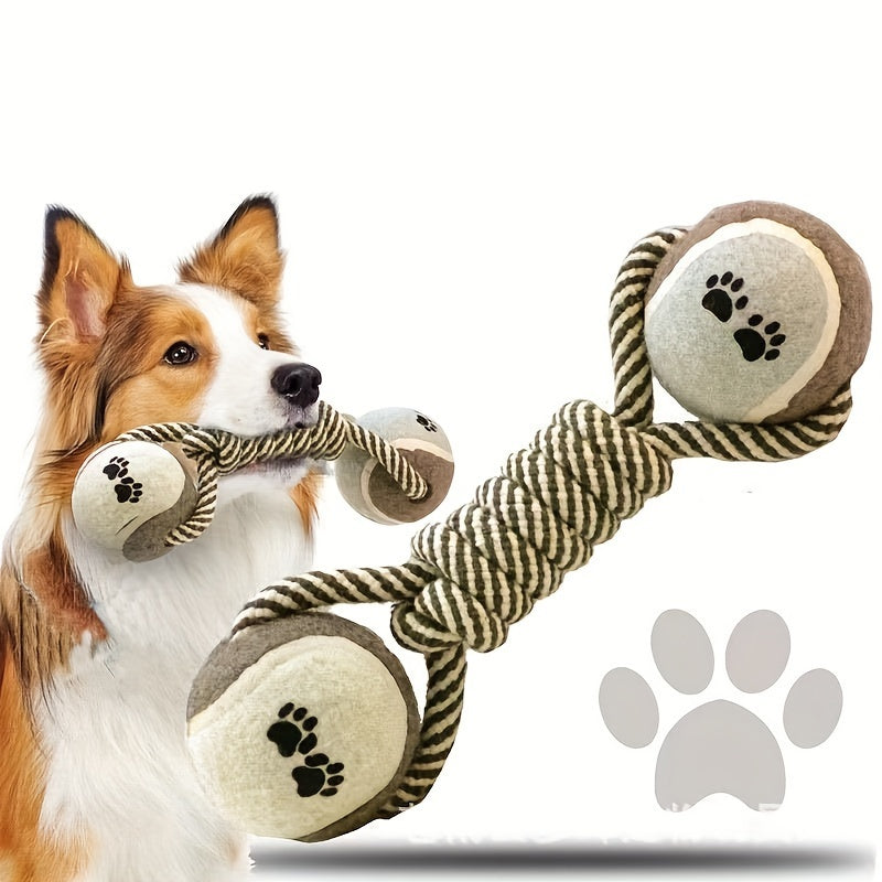 Jouet à Mâcher avec Corde Tressée & Balle – Nettoyage des Dents pour Chiens et Chats