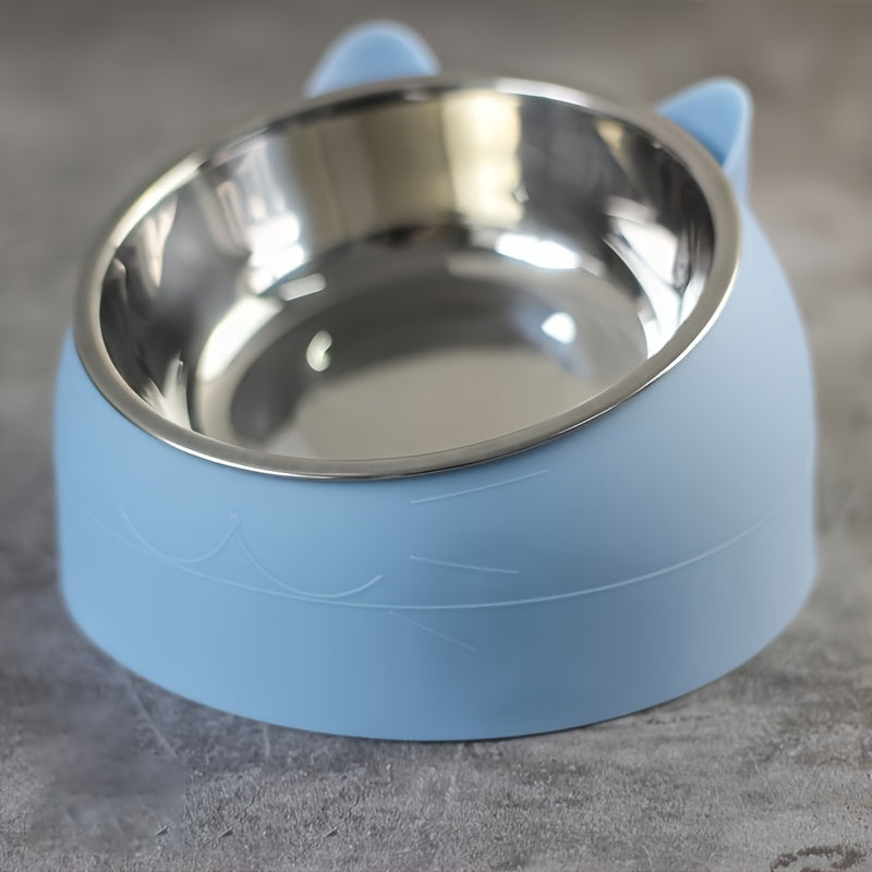 Set de Gamelles pour Chien et Chat – Bol en Acier Inoxydable et Support en Plastique – Design Cartoon Ludique – Sans Pile