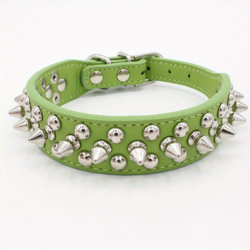 Collier pour Chien en Similicuir PU avec Clous et Rivets – Style Rock pour Petits et Moyens Chiens