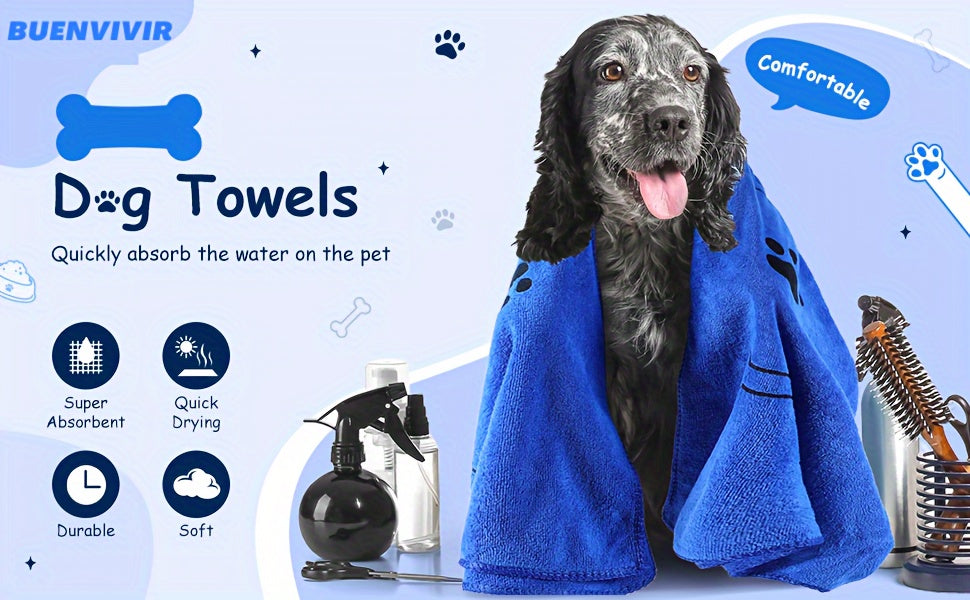 Serviette pour Chien et Chat – Serviette de Bain Absorbante en Microfibre – Séchage Rapide – Idéale pour Chiens Moyens, Chiots et Chats – Produit de Toilette pour Animaux