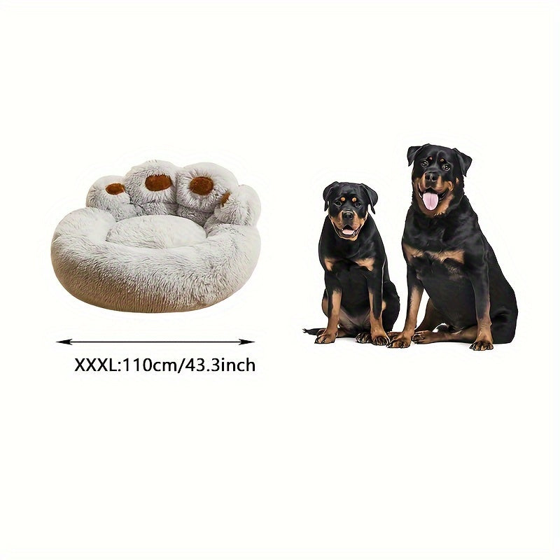 Lit pour Chien en Forme de Patte d’Ours – Nid Douillet en Peluche Longue, Coussin Ultra Moelleux pour le Sommeil et la Sieste des Chiens et Chats