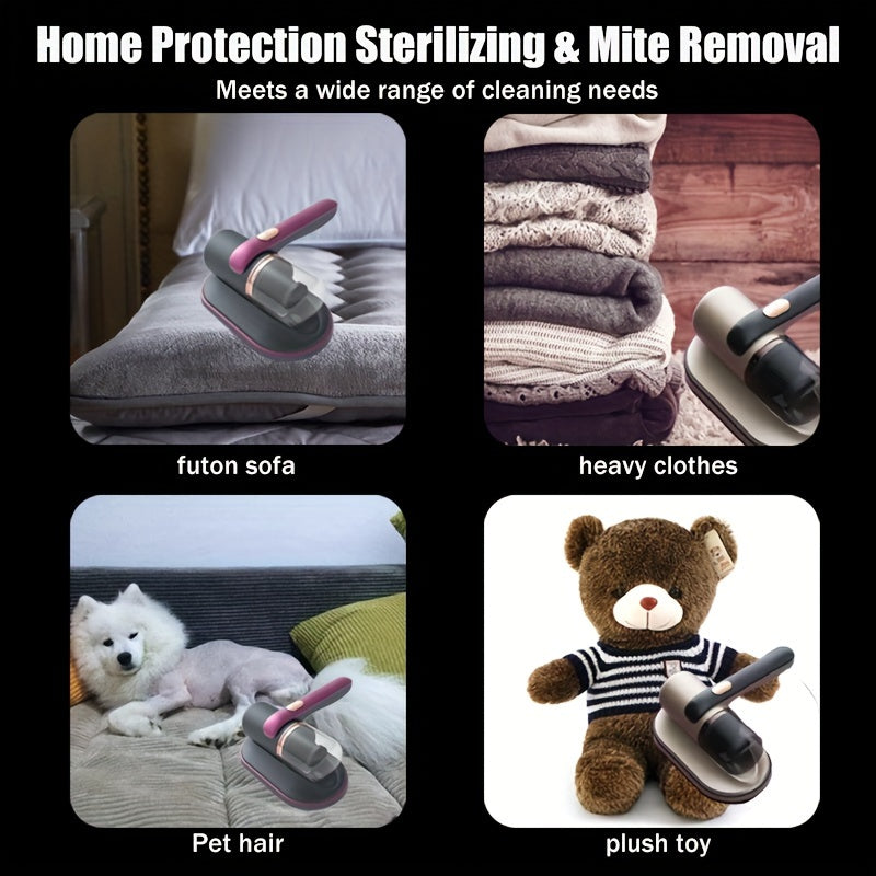 Aspirateur Anti-Acariens Compact – Stérilisation UV, Élimination Efficace des Poils d’Animaux, Poussière, Squames et Acariens – Idéal pour Matelas, Canapé, Tapis et Literie
