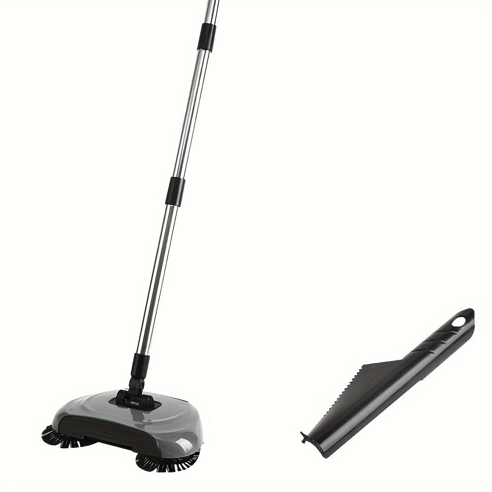 Balayeuse 3-en-1 Multifonction à Poussée Manuelle – Aspirateur, Balai et Serpillière pour Sols Secs & Humides