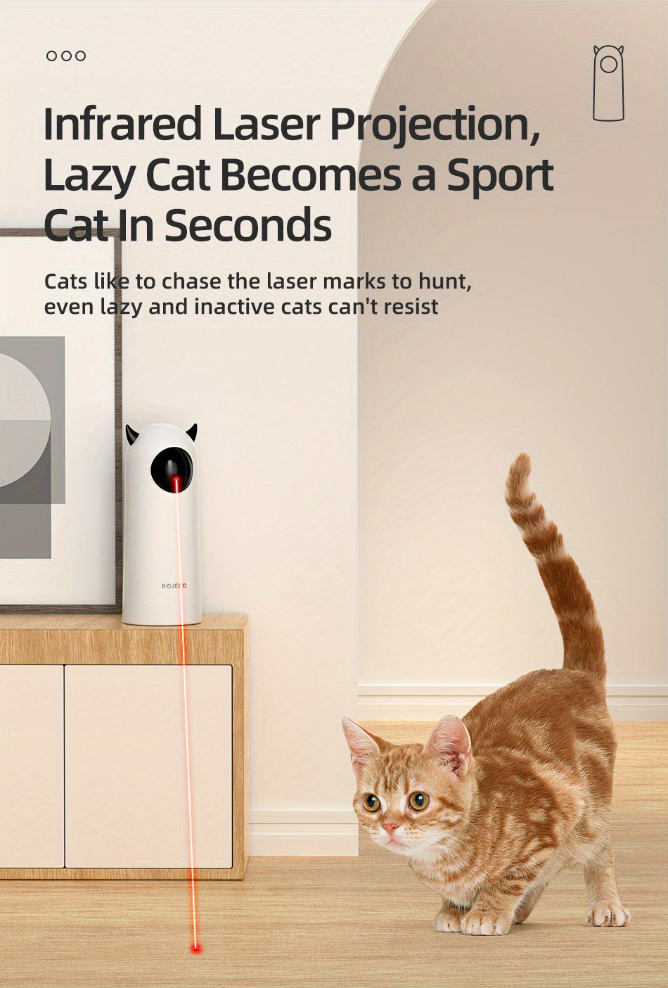 Jouet Interactif Laser Automatique pour Chat/Chien – Jouet Intelligent d’Intérieur pour Animaux – Sans Piles Incluses