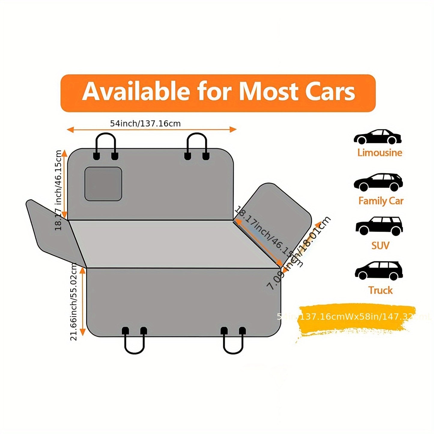 Tapis de Voiture pour Chien – Grand Format pour Coffre SUV, Résistant & Confortable, avec 4 Poches de Rangement