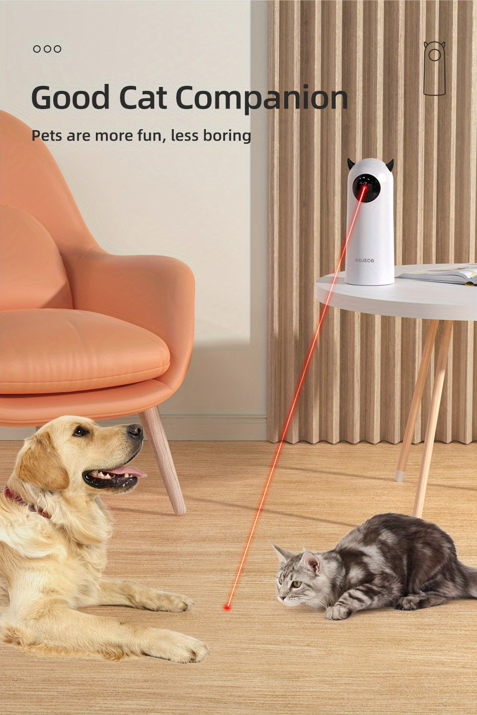 Jouet Interactif Laser Automatique pour Chat/Chien – Jouet Intelligent d’Intérieur pour Animaux – Sans Piles Incluses