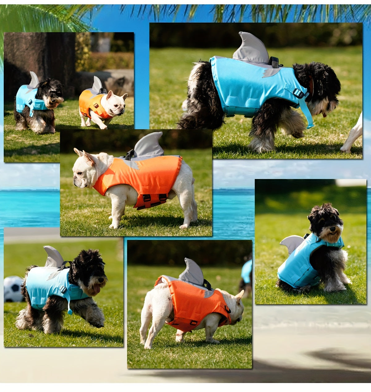 Gilet de Sauvetage Requin Réfléchissant pour Chien – Harnais de Flottaison Sécurisé avec Poignée & Sangles Réglables
