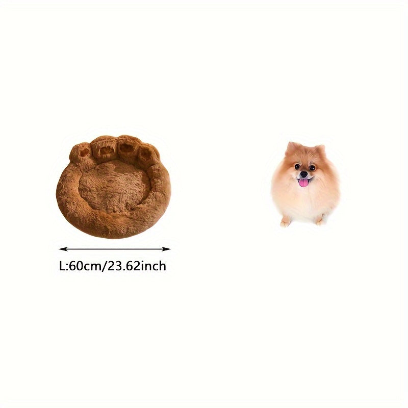 Lit pour Chien en Forme de Patte d’Ours – Nid Douillet en Peluche Longue, Coussin Ultra Moelleux pour le Sommeil et la Sieste des Chiens et Chats