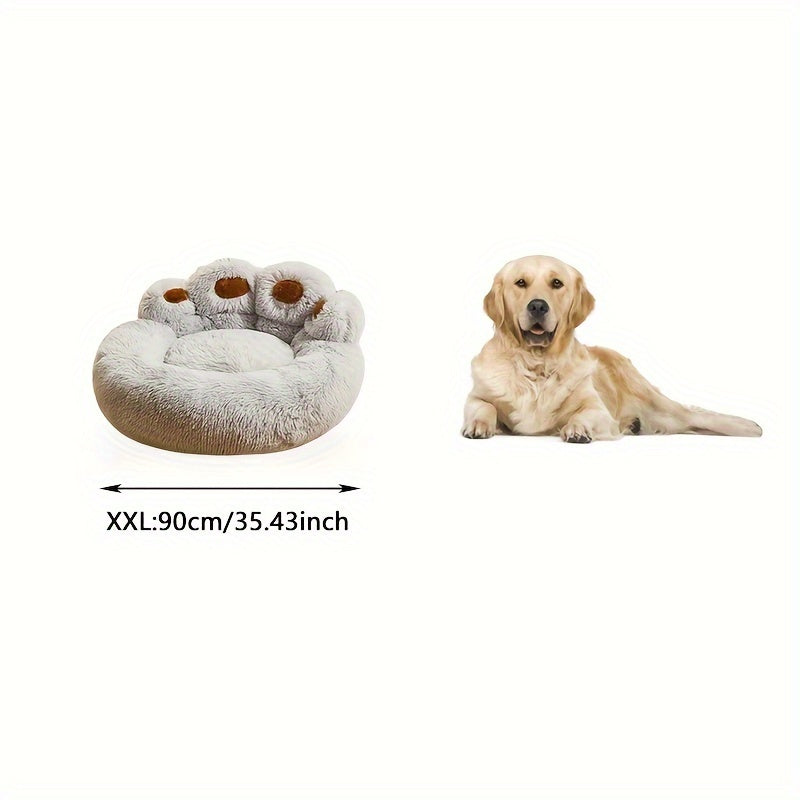 Lit pour Chien en Forme de Patte d’Ours – Nid Douillet en Peluche Longue, Coussin Ultra Moelleux pour le Sommeil et la Sieste des Chiens et Chats