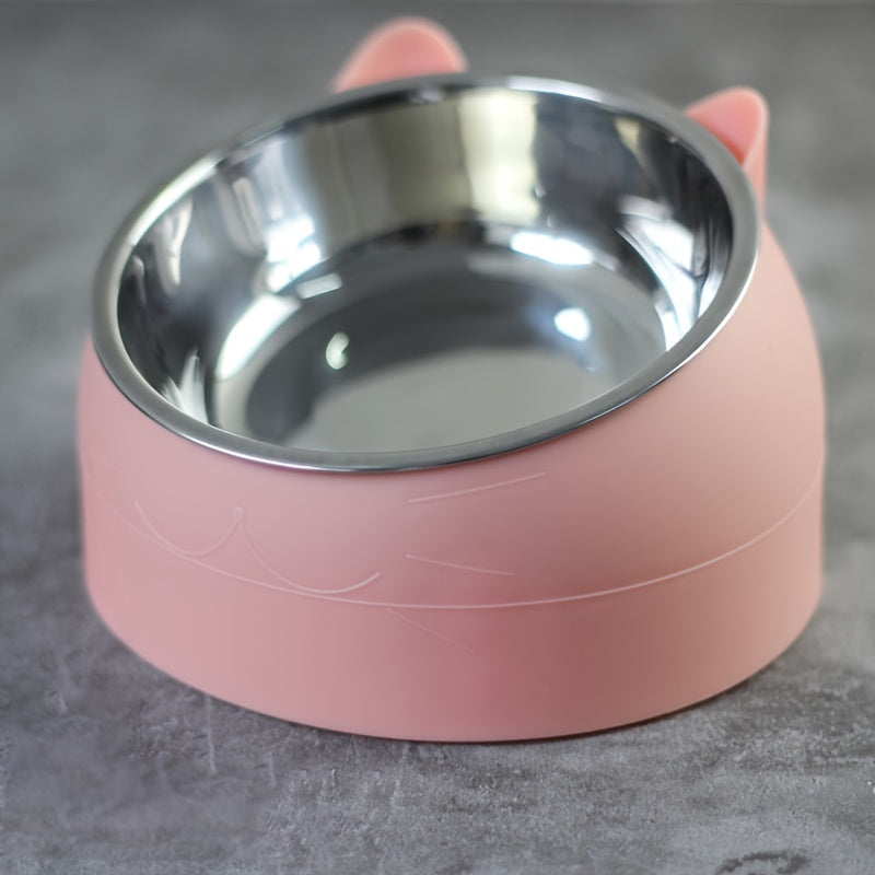 Set de Gamelles pour Chien et Chat – Bol en Acier Inoxydable et Support en Plastique – Design Cartoon Ludique – Sans Pile