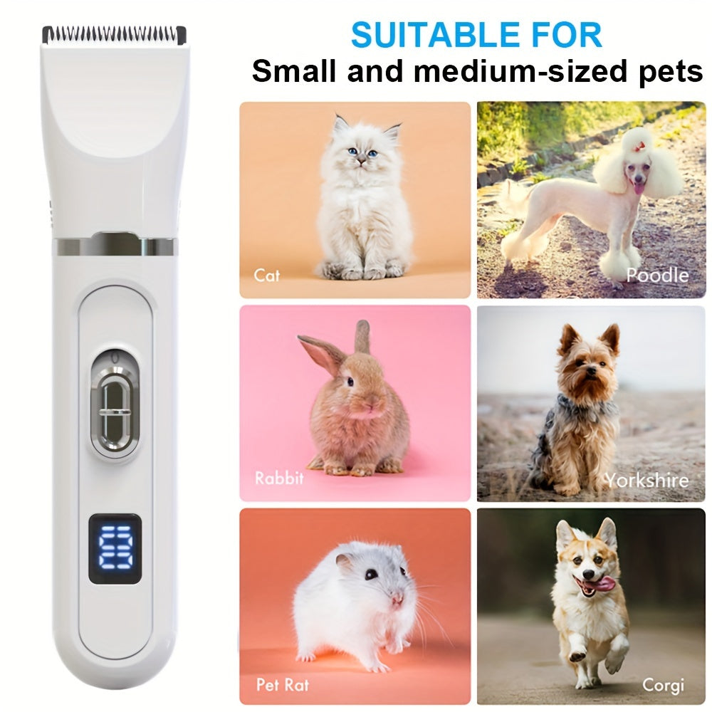 Tondeuse Électrique 4-en-1 pour Chiens et Chats – Kit de Toilettage Silencieux Rechargeable USB – Rasoir pour Animaux à Faible Bruit – Idéal pour Petits et Moyens Chiens et Chats