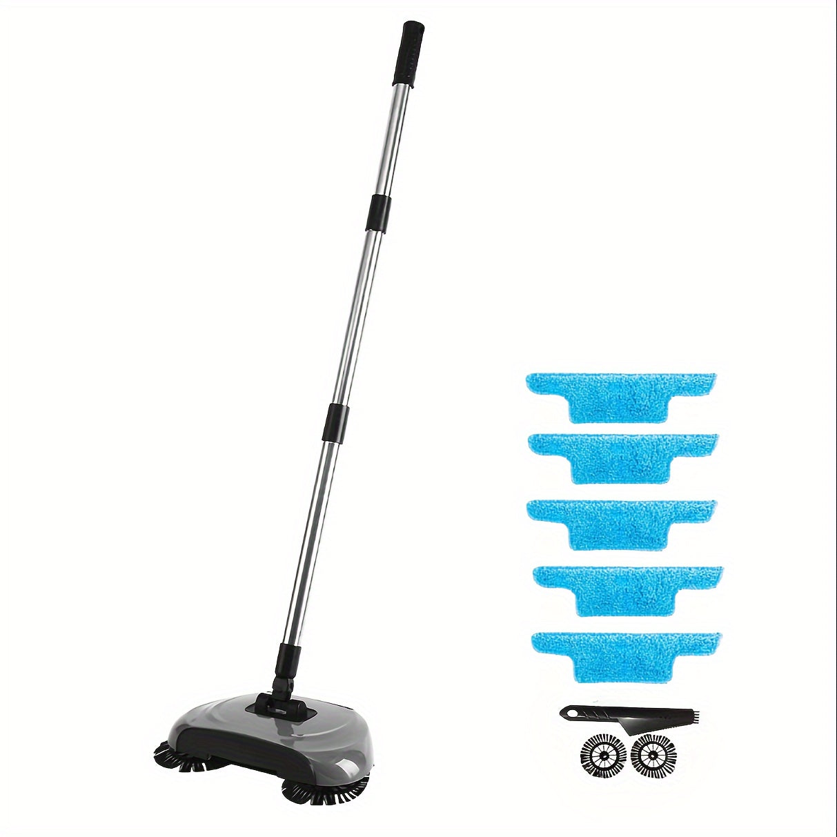 Balayeuse 3-en-1 Multifonction à Poussée Manuelle – Aspirateur, Balai et Serpillière pour Sols Secs & Humides