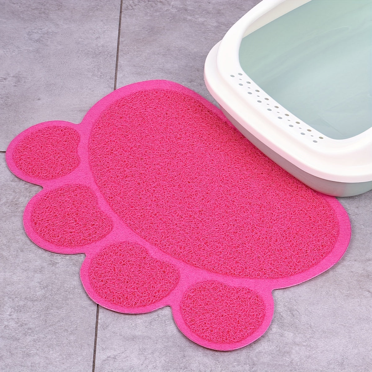 Tapis de Litière Antidérapant en Forme de Patte – Anti-éclaboussures & Anti-dérapant pour Bac à Litière de Chat