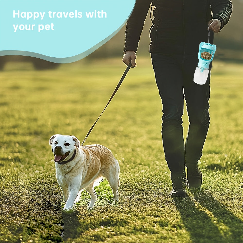 Gourde de Voyage 2-en-1 pour Chien et Chat – Distributeur d’Eau + Compartiment à Nourriture Intégré