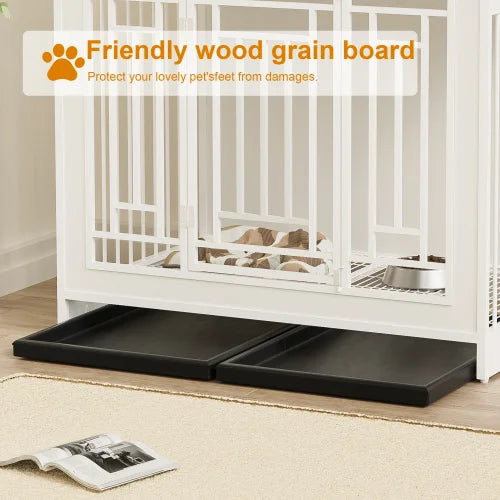 Niche pour Chien en Bois 110 cm avec Séparateur – Grand Meuble pour Animaux FCJ, Maison Intérieure Élégante pour Chiens de Taille Moyenne à Grande