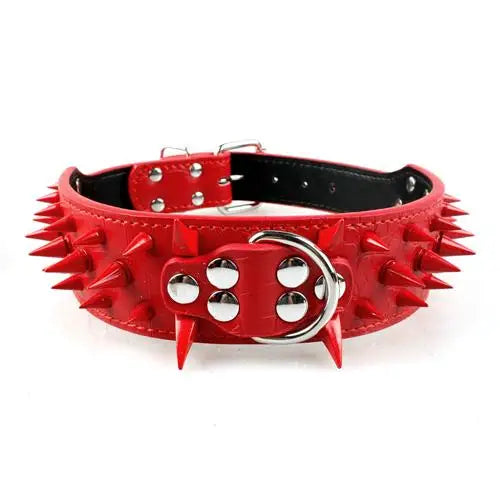Collier pour Chien Large 5 cm – Cuir Clouté avec Pics Métalliques – Collier Ajustable pour Pitbull, Bulldog, Boxer et Grands Chiens – Tailles S à XL