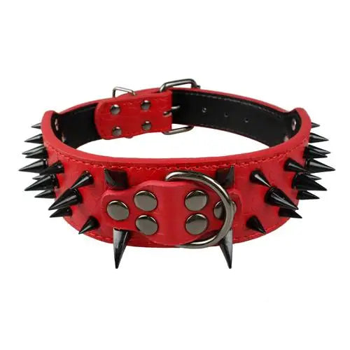 Collier pour Chien Large 5 cm – Cuir Clouté avec Pics Métalliques – Collier Ajustable pour Pitbull, Bulldog, Boxer et Grands Chiens – Tailles S à XL