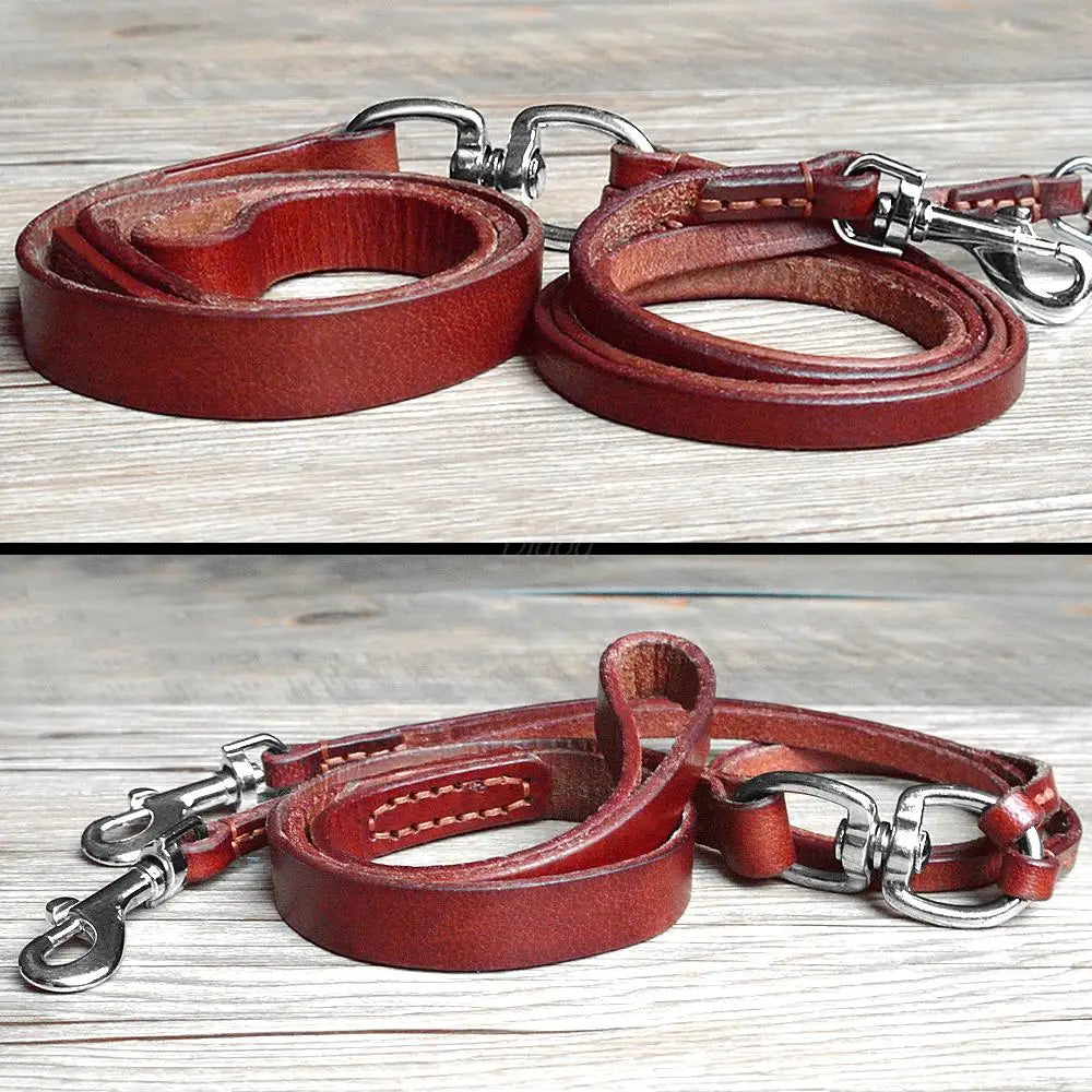 Laisse Double en Cuir pour Deux Petits Chiens ou Chiots – Laisse Couple Anti-Enchevêtrement, Testée pour la Résistance, Idéale pour la Marche et le Dressage