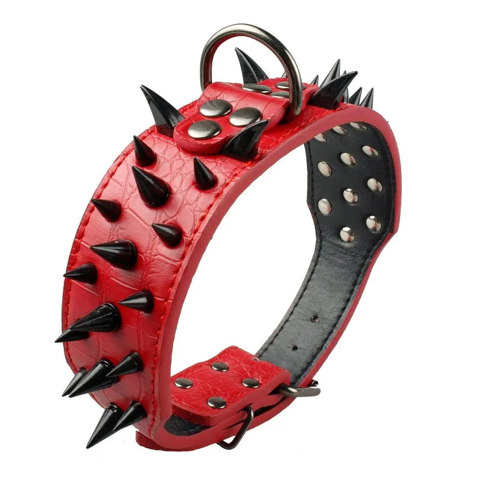 Collier pour Chien Large 5 cm – Cuir Clouté avec Pics Métalliques – Collier Ajustable pour Pitbull, Bulldog, Boxer et Grands Chiens – Tailles S à XL