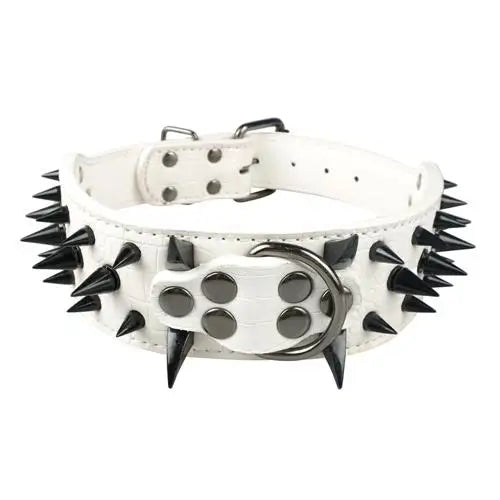Collier pour Chien Large 5 cm – Cuir Clouté avec Pics Métalliques – Collier Ajustable pour Pitbull, Bulldog, Boxer et Grands Chiens – Tailles S à XL
