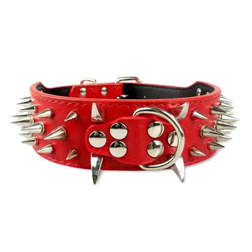Collier pour Chien Large 5 cm – Cuir Clouté avec Pics Métalliques – Collier Ajustable pour Pitbull, Bulldog, Boxer et Grands Chiens – Tailles S à XL