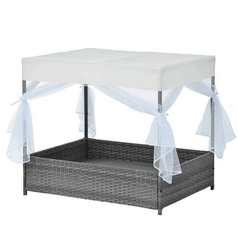 Lit pour Chien et Mobilier d’Extérieur pour Animaux – Panier en Rotin PE pour Chien ou Chat, Meuble de Terrasse Résistant aux Intempéries