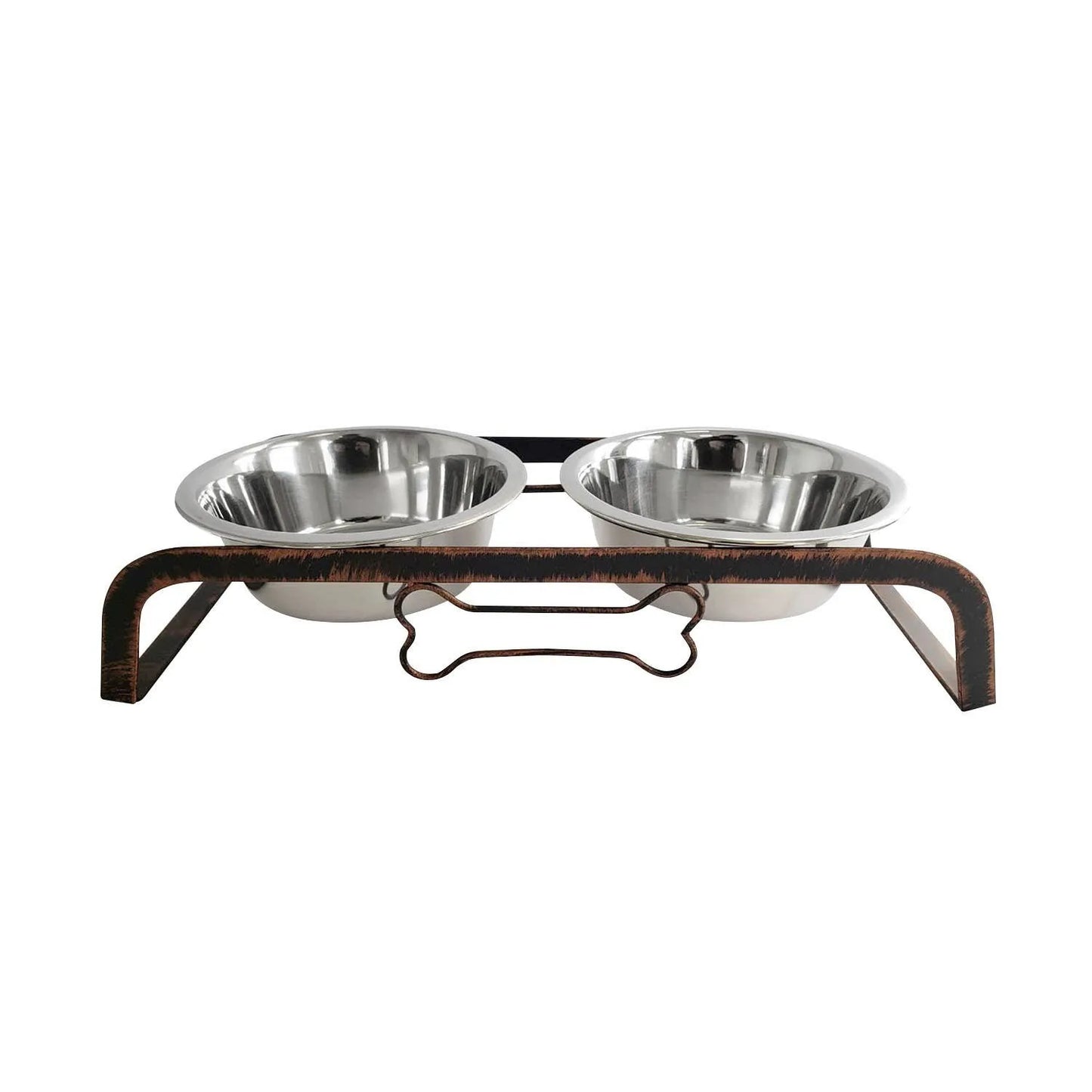 HMS Station d’Alimentation Rustique 2-en-1 pour Animaux – Support Élevé avec Deux Bols de 470 ml (16 oz), Idéal pour Chiens, Chats, et Petits Animaux – Parfait pour l’Extérieur et le Voyage