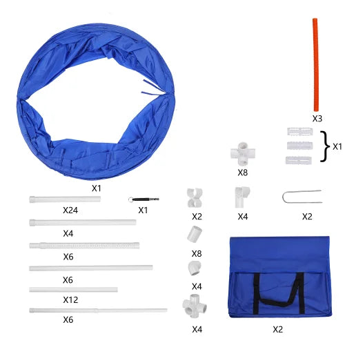 Kit d’Agilité pour Chien FCJ – Ensemble de 6 Équipements d’Entraînement Personnalisable, Étanche, en Métal, Plastique, Aluminium, PVC et Acier