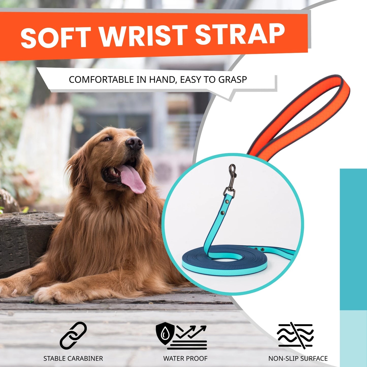 Laisse Longue pour Chien – Laisse en Corde Ultra-Robuste avec Mousqueton Pivotant Verrouillable, Idéale pour le Dressage et la Marche de Chiens Moyens à Grands